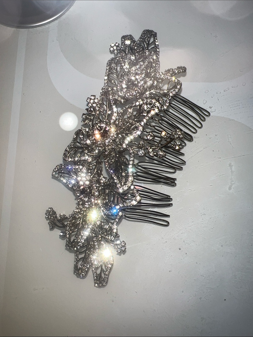 Crystal Floral Bridal Hair Comb - Silver